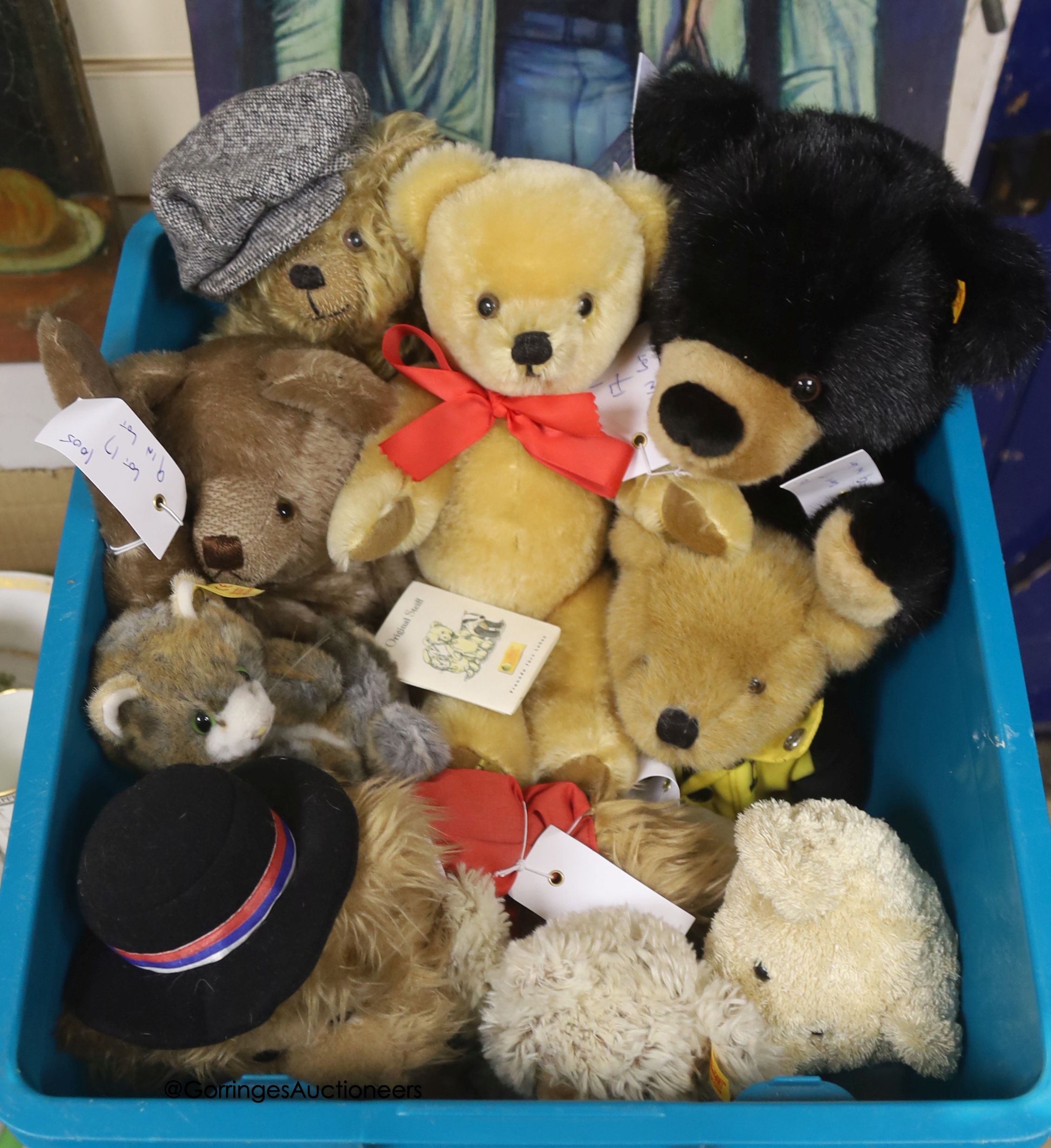 Nine assorted bears including Merrythought limited edition and a Merrythought Classic bear